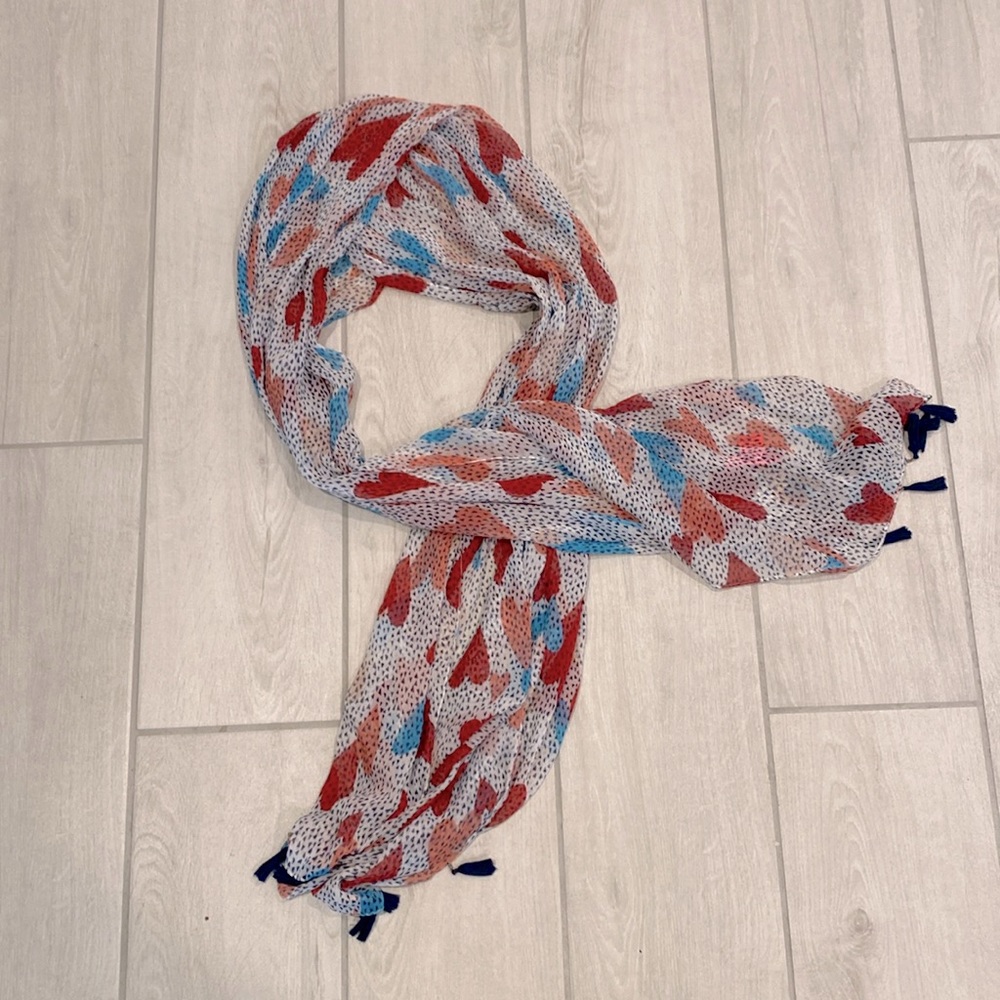 Betsey Johnson heart scarf with tassels